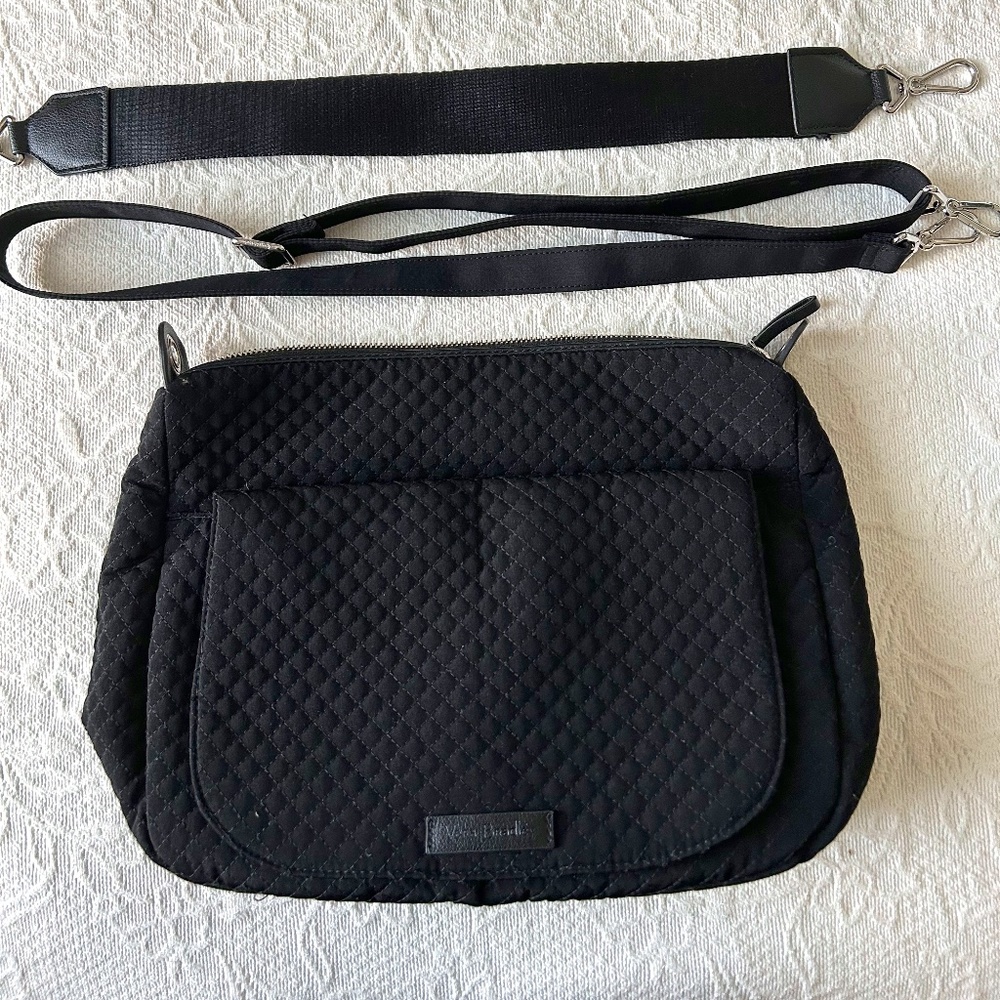 Vera Bradley Carson Shoulder/crossbody bag in black microfiber
